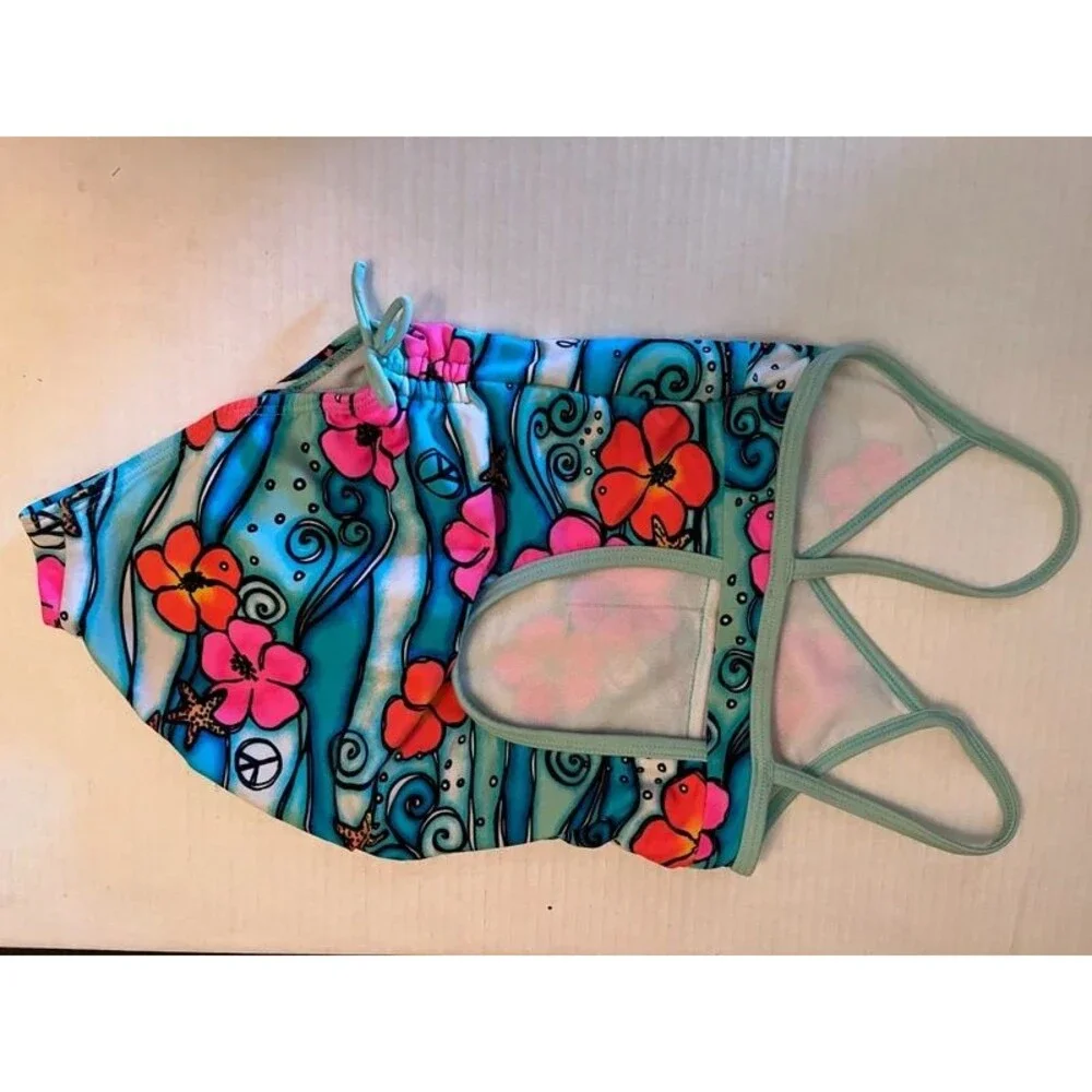Two Girl's One Piece Swimsuits Sz 6x & 7/8 Joe Boxer, Tie Dye